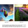 Door Wall Sticker Lavender fields with hot air balloons - Peel & Stick Repositionable Fabric Mural 31"w x 79"h (80 x 200cm)