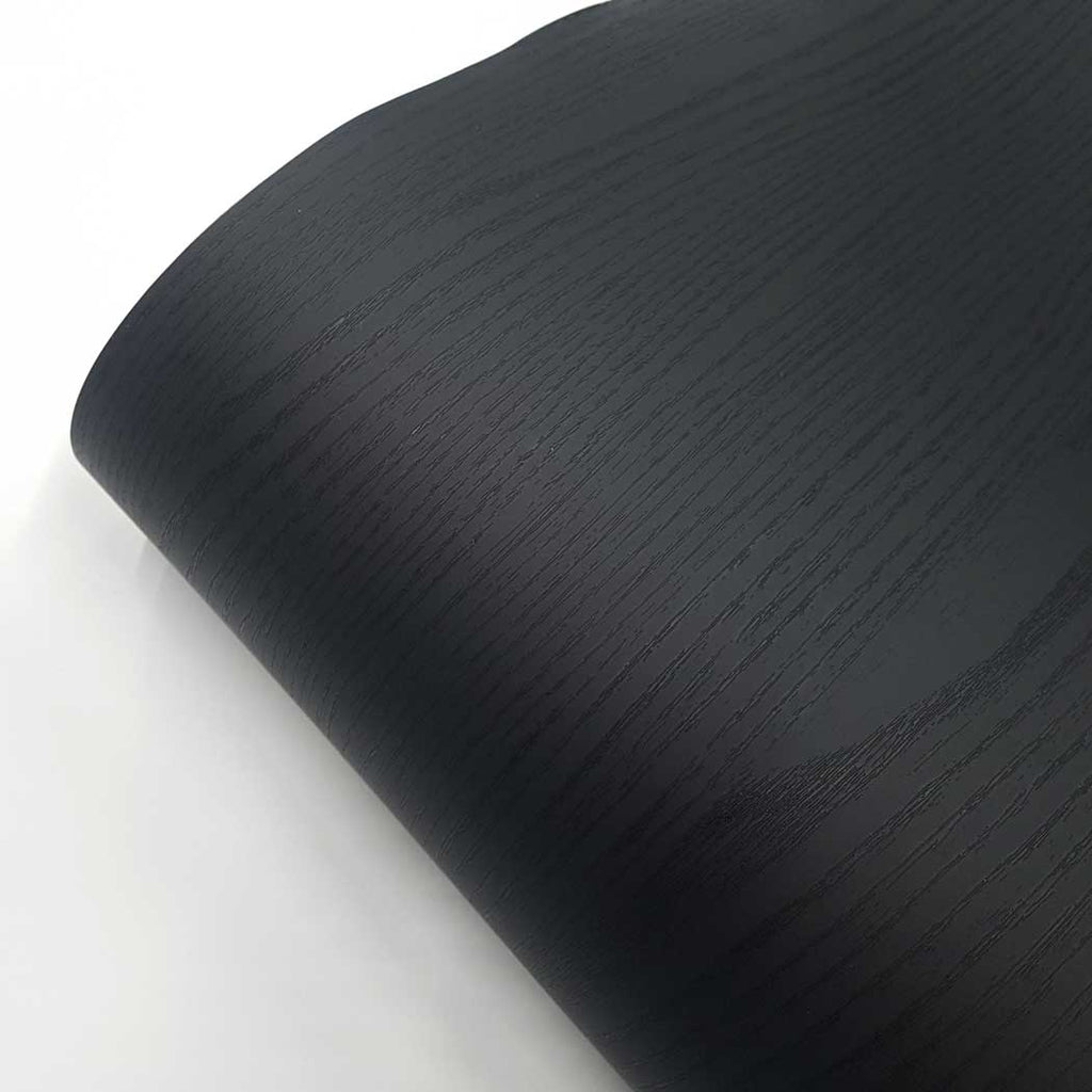 Matte Black Wallpaper Painted Look Wood Grain Self Adhesive Paper Midn –  RoyalWallSkins